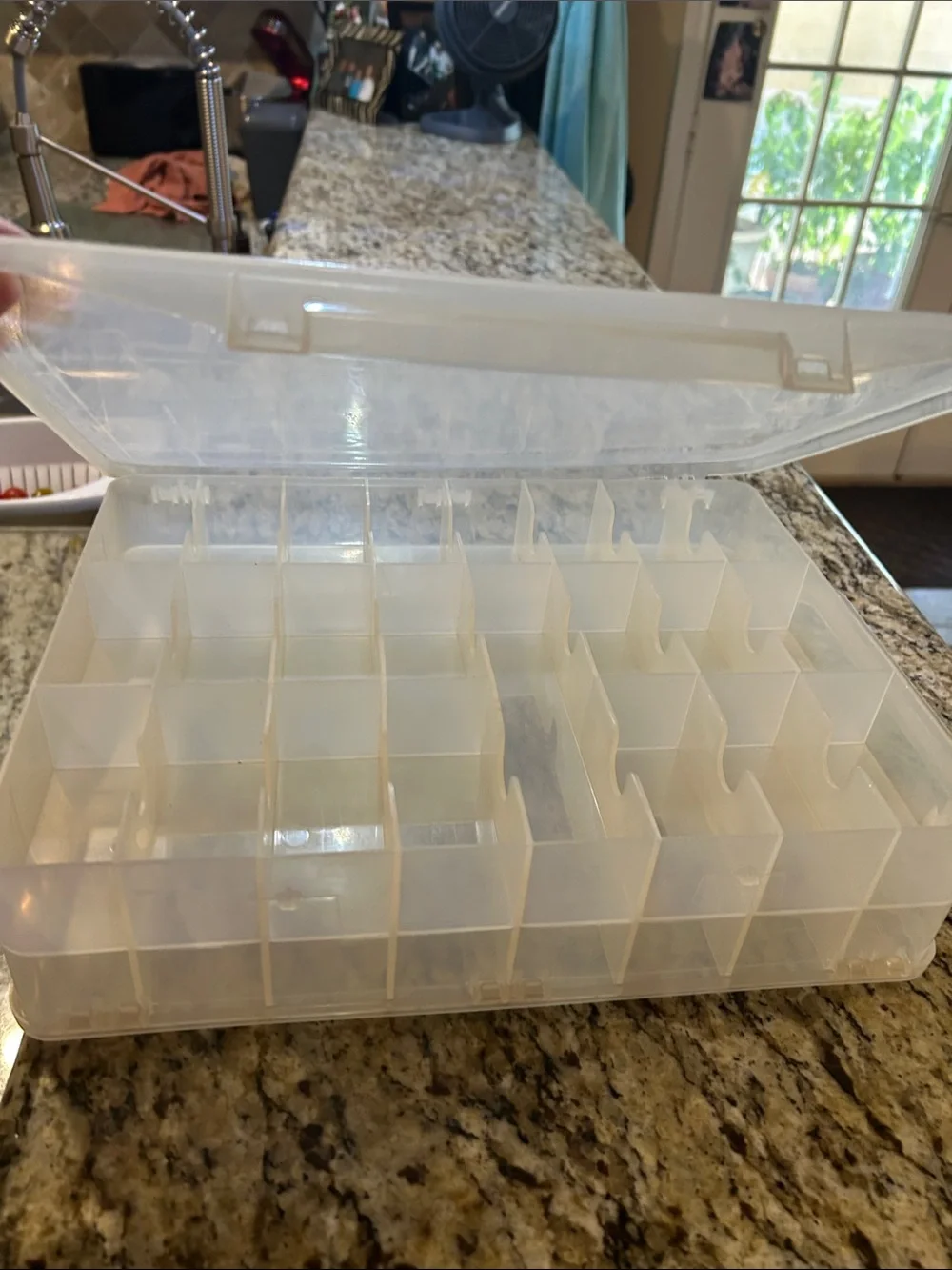 Multi-Compartment Clear Plastic Double Sided Organizer with Caring Handle